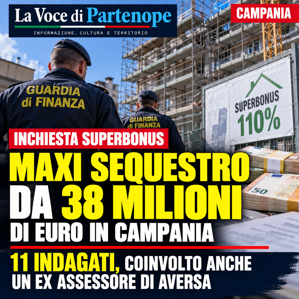 SUPERBONUS 110%, MAXI SEQUESTRO DA 38 MILIONI DI EURO IN CAMPANIA: 11 INDAGATI, COINVOLTO ANCHE UN EX ASSESSORE