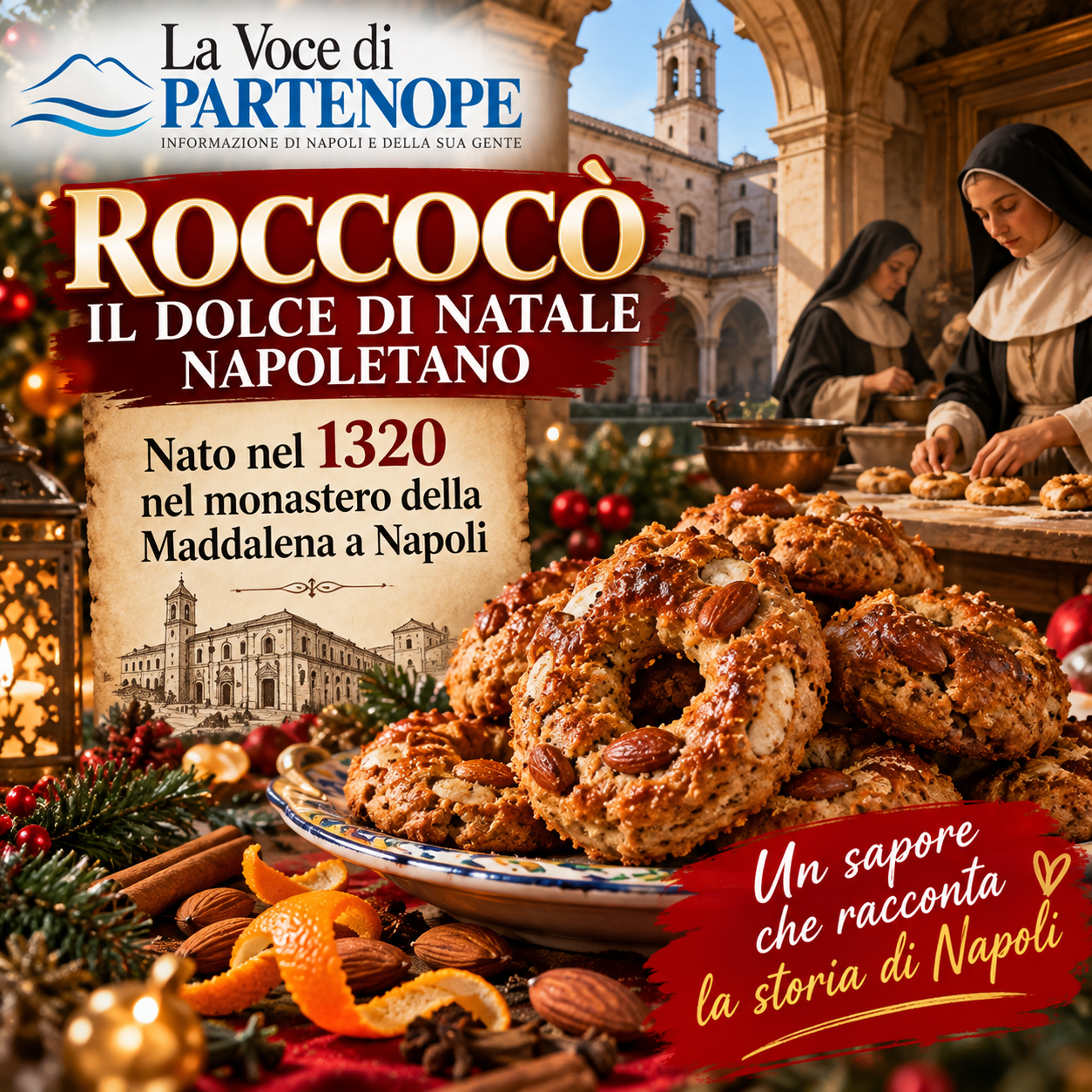 Roccocò napoletani, la storia del dolce di Natale nato nel monastero della Maddalena alla Duchesca  nel 1320