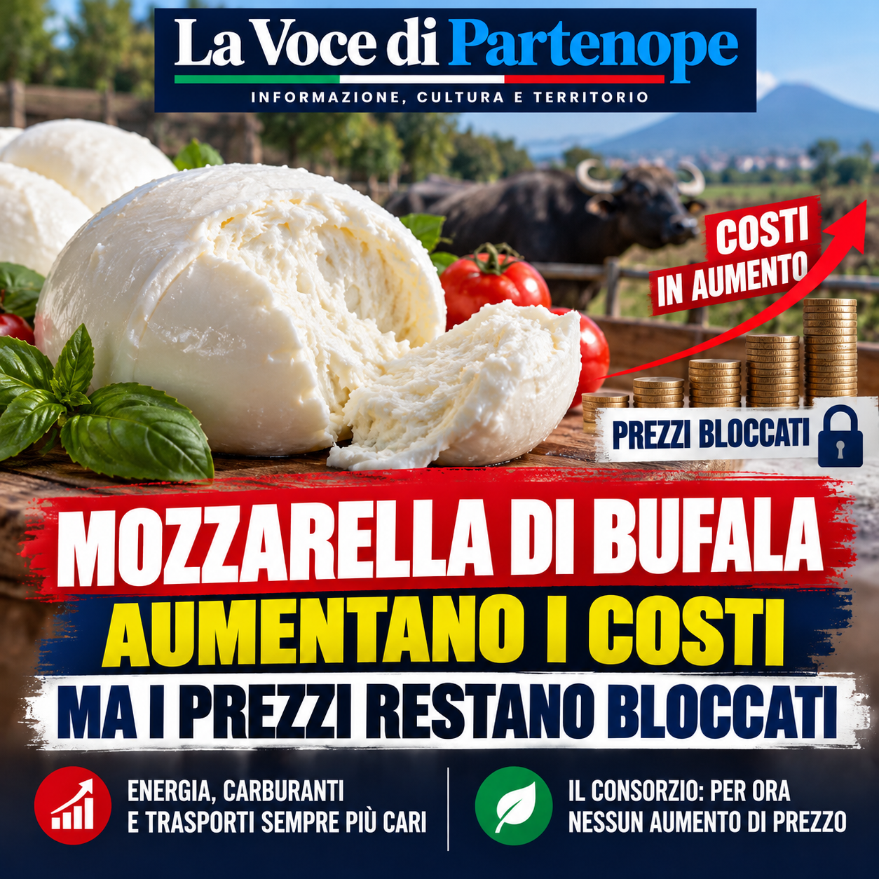 Mozzarella di bufala, aumentano i costi ma i prezzi restano fermi: l’allarme dei produttori campani